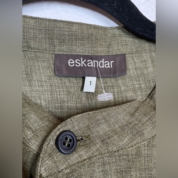 Eskandar Linen Wide A-line Collarless Shirt - Very Long With Slits Size 1 - Picture 7 of 10
